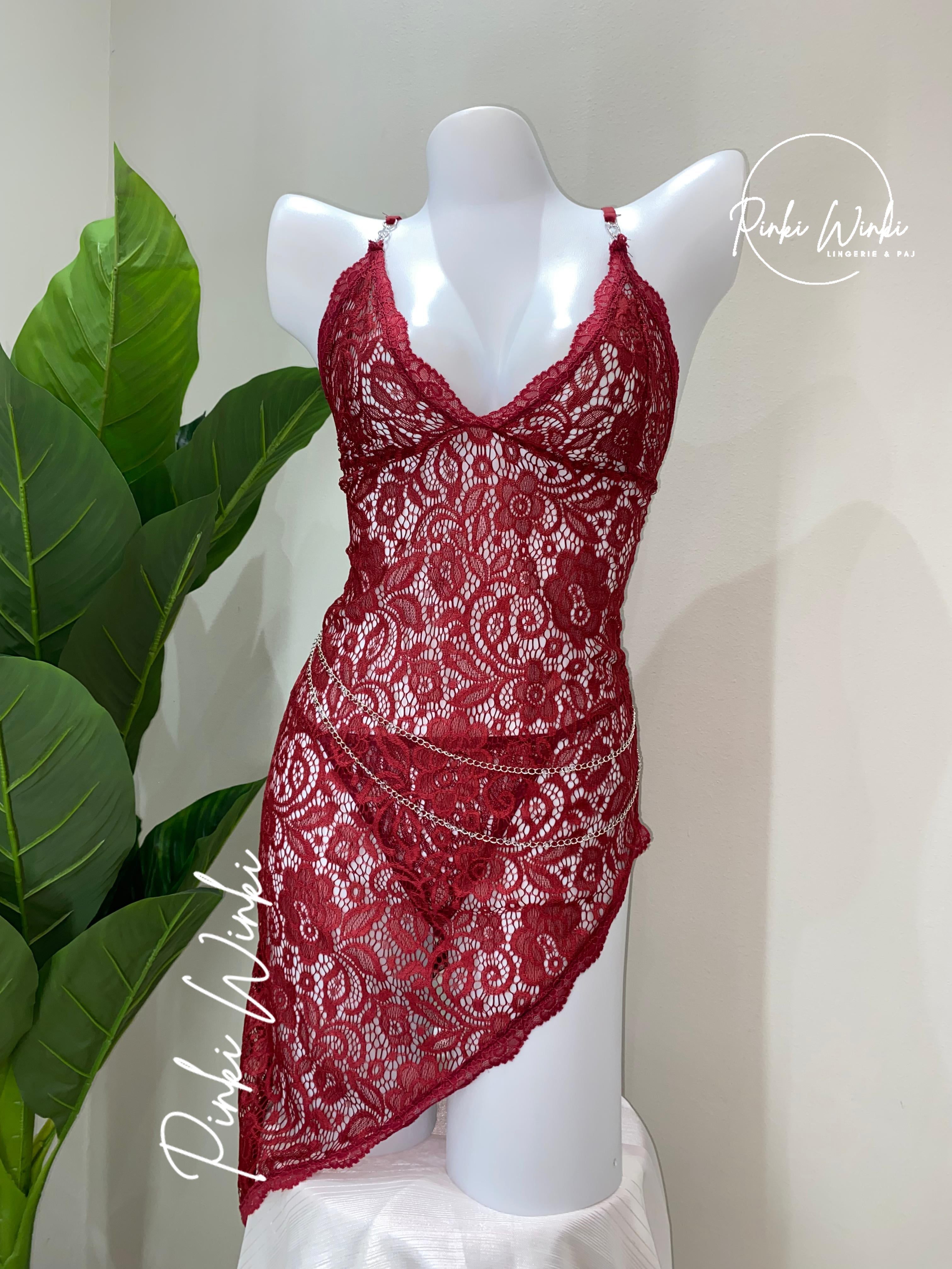 Red Sheer Mesh Lingerie