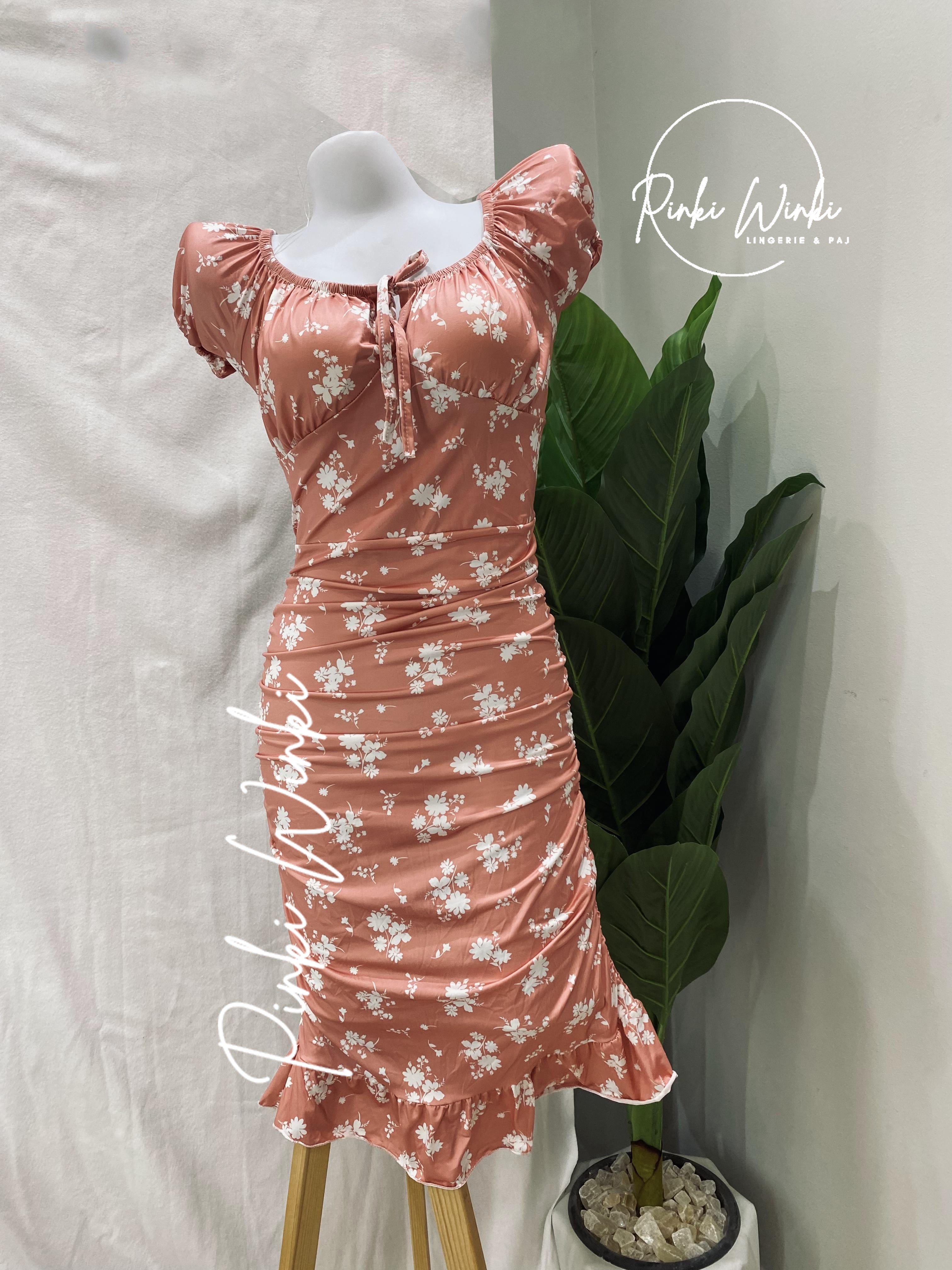Pink Cotton Lycra Nightdress