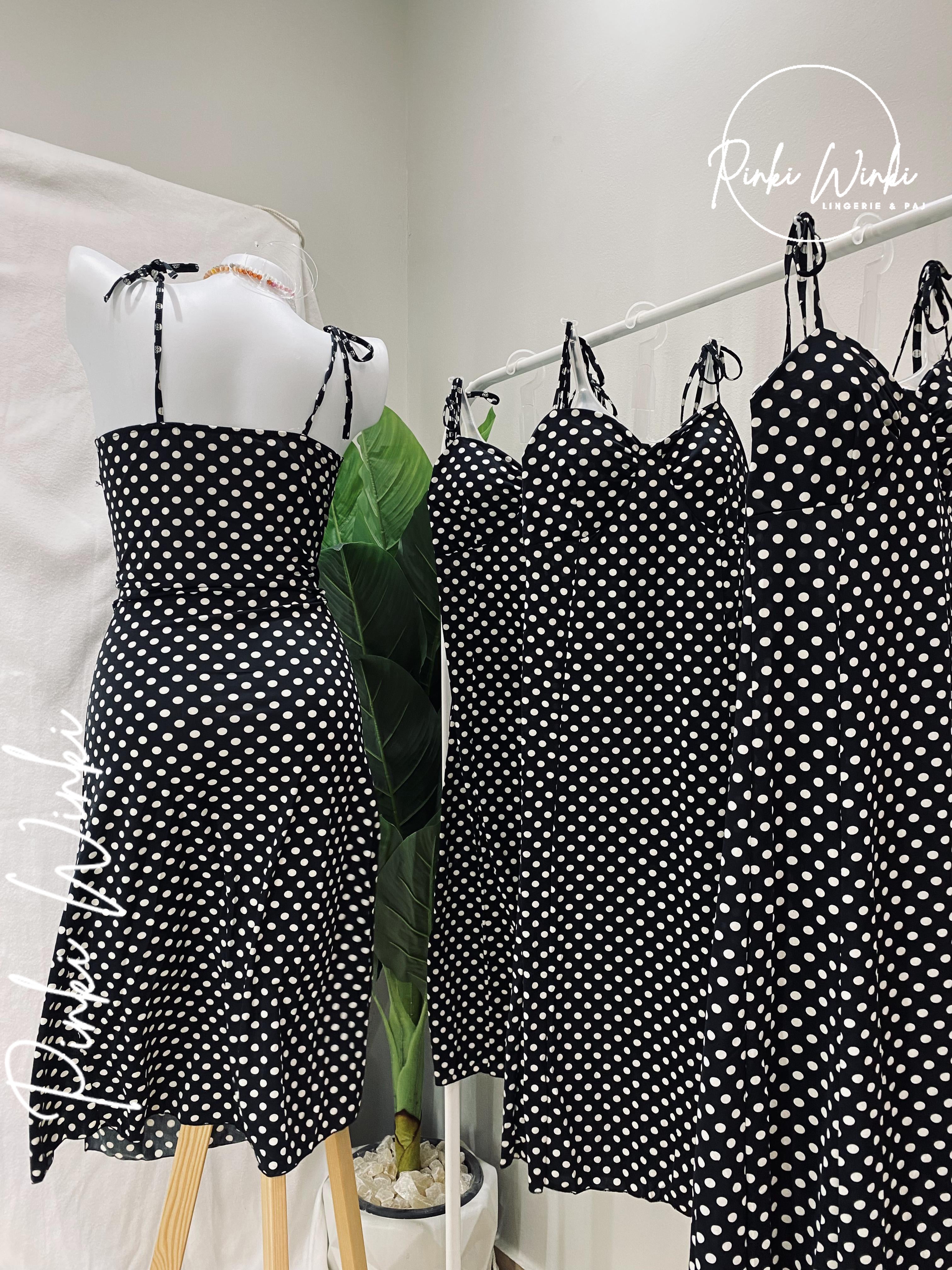 فستان أسود كت بيتي أنيق ومريح للبيت – PinkiWinki – توصيل خلال يومين