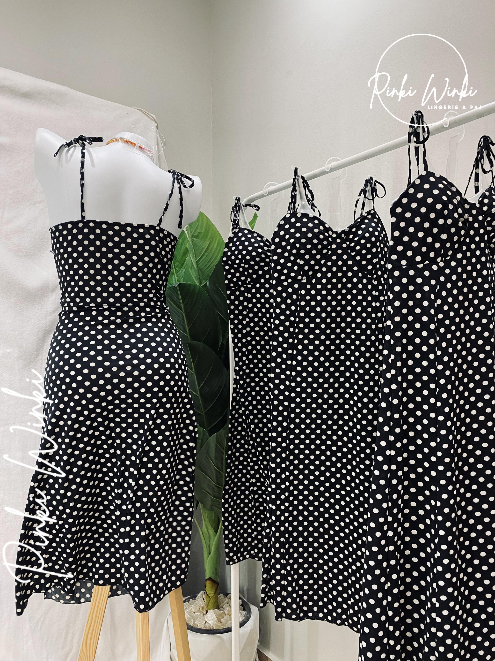 فستان أسود كت بيتي أنيق ومريح للبيت – PinkiWinki – توصيل خلال يومين