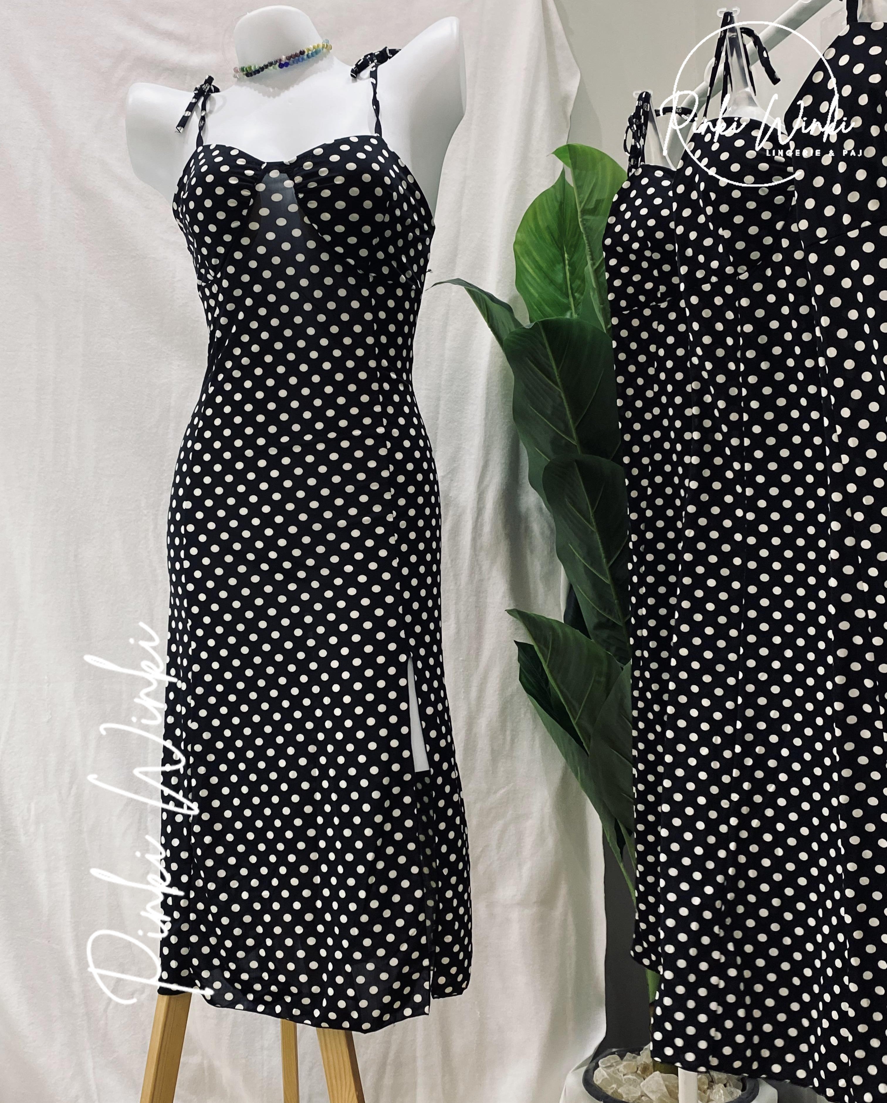 فستان بيتي أسود كت عملي بخامة قطن ناعمة – PinkiWinki Egypt